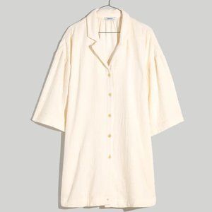 Madewell Lightspun Cover-Up Mini Shirtdress, Lighthouse, Size XS